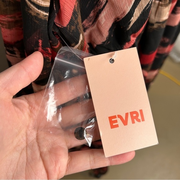 NEW EVRI Multicolor Black Fit & Flare Midi Dress with Bow Tie Plus Size 3X - Picture 14 of 17